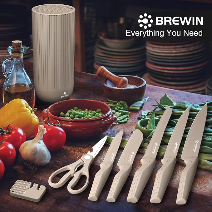 Knife Set, Brewin Kitchen Knife Set, Knives Set for Kitchen, Universal Knife Block, Utility Knife Block Set, New Home Essentials, Apartment Essentials, Camping essentials, RV Essentials - Image 2
