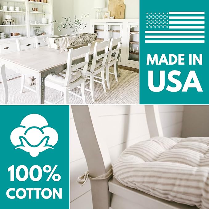 Barnett Home Decor Chair Cushions for Dining Chairs - 16.5x18 Kitchen Chair Cushions - Machine Washable, 100% Cotton, Made in USA - Latex Foam Chair Pads -Jamille Toile Medium Pack of 4 - Image 5
