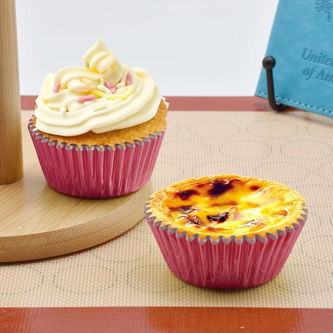 200 Pcs Red Foil Cupcake Liners Standard Baking Cups Muffin Paper Cases | Food-grade, Greaseproof & Sturdy Parchment, Cupcake Wrapper for Party, Christmas, Gift - Image 3