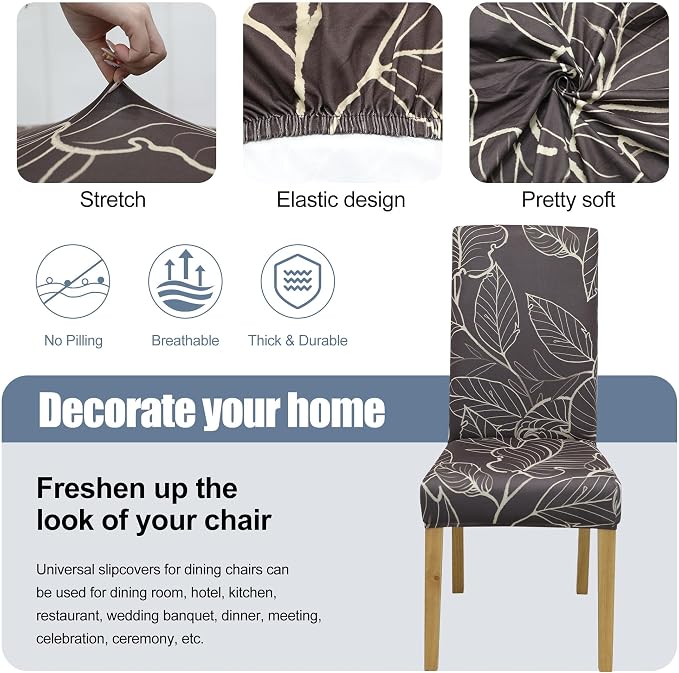 Dining Chair Covers, Stretch Seat Covers, Washable Furniture Protector | 4 Pack, Washable, Stretch Fit, Soft, Non Slip, Dining Chair Covers, Seat Protector, Furniture Cover,Easy Clean - Image 3