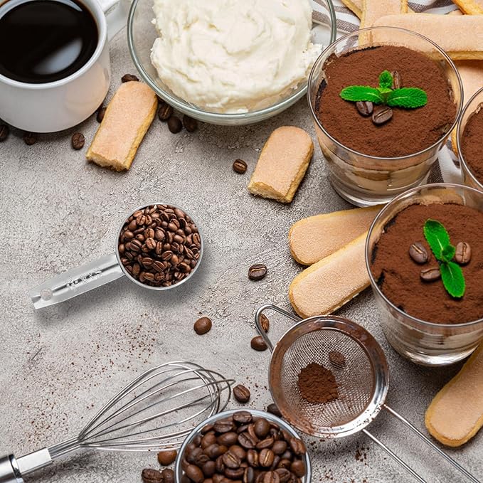 8Pcs Stainless Steel Measuring Cup, 1/4 Cup (60ml, 2oz) Metal Measuring Cup, Small Measuring Scoops Coffee Scoop with Comfortable Hand for Kitchen Cooking Baking