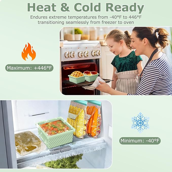 Silicone Freezer Tray with Lid-Stackable Soup Freezer Container Molds,2-Cup Ice Cube Trays for Perfect Portion Control,Food Storage & Meal Prep,Oven & Dishwasher Safe-4 Pack