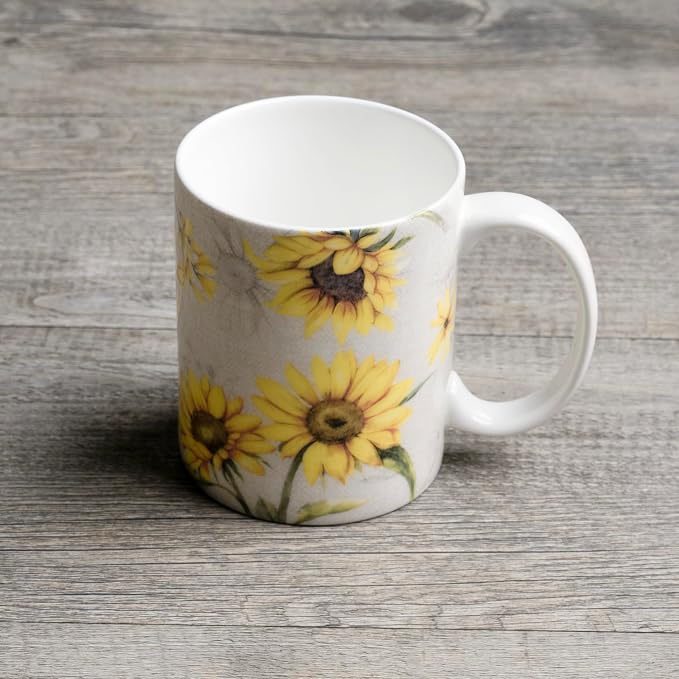 Maison d' Hermine Coffee Mug with Handles Tea Cups (12 Ounce, Pack of 1) | Fine Bone China Coffee Mugs for Hot Beverages Cappuccino Latte Home Restaurant Hotel Spring Summer -Candice - Tournesol - Image 7