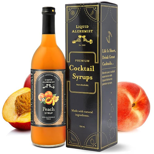 Liquid Alchemist Peach Syrup for Drinks - Real Ingredients Make the Perfect Summer Cocktail or Margarita Mix - Our Peach Flavoring Syrup is Non-GMO & Vegan (25.4 oz)