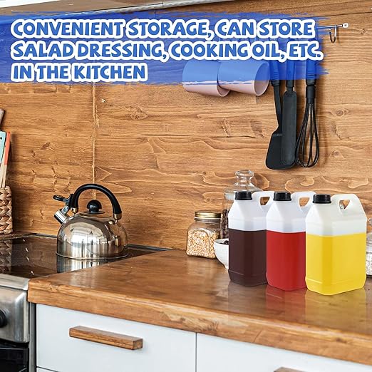 12 Pcs 1 Gallon Plastic Jug with Lids Square Empty Storage Containers HDPE Carboy Plastic Jar Containers for Water Beverage Oil Liquids (Translucent Color)