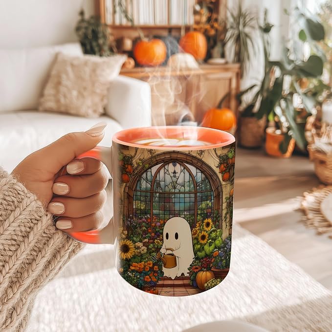 Hyturtle Cute Ghost Plant Mug Gifts For Plant Lovers on Birthday Halloween | Gardener Gift Ideas, Gardening 11oz Coffee Cup for Women, Vivid double-sided print, Comfort grip handle, Premium ceramic - Image 3