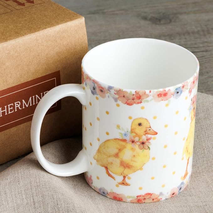 Maison d' Hermine Coffee Mug with Handles Tea Cups (12 Ounce, Pack of 1) | Fine Bone China Coffee Mugs for Hot Beverages Cappuccino Latte Home Spring Summer -Ducklings In Spring - Dancing Ducklings - Image 8