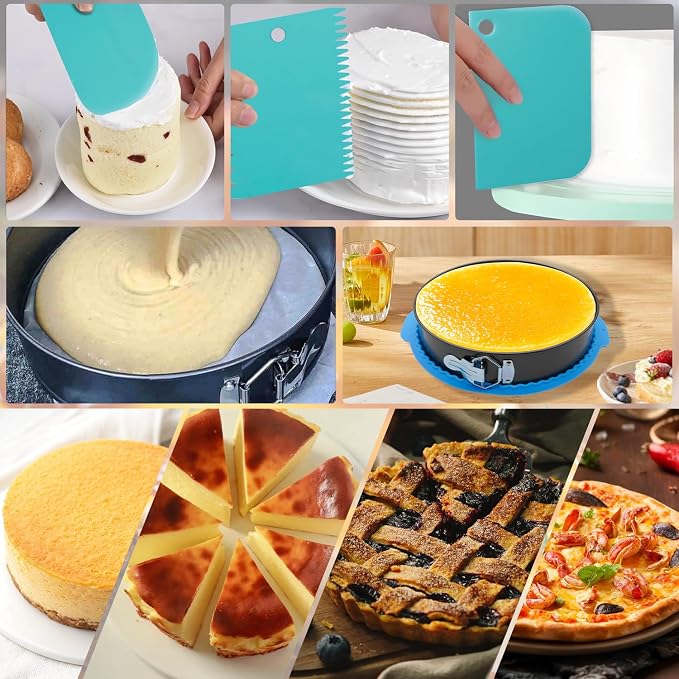 4, 7, 9, 10 Inches Springform Cake Pan Set, Spring Form Pans for Cheesecake, Nonstick Round Baking Pan Set with Silicone Protector, Parchment Paper, Icing Scrapers - Image 5