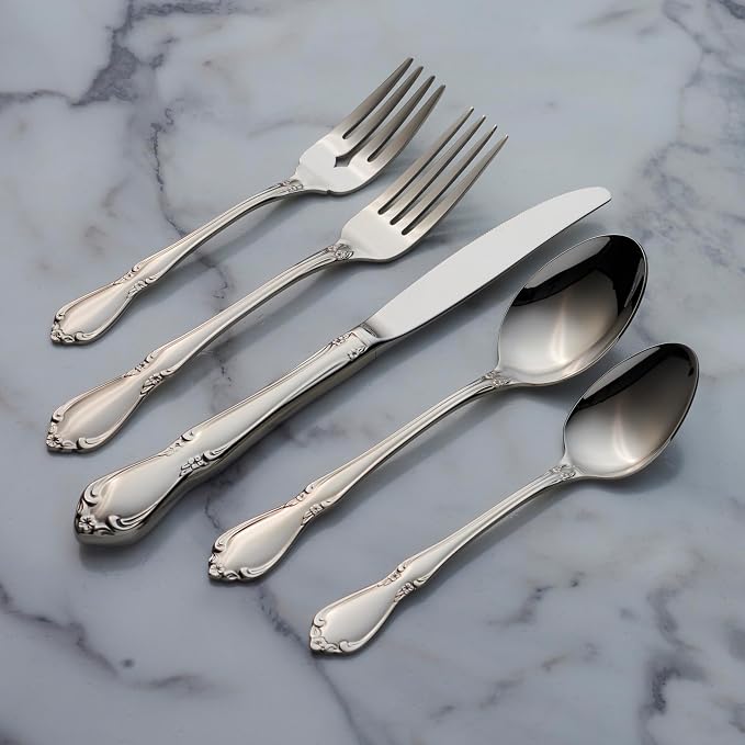 Oneida Silverware Set, Chateau Fine Flatware Dinner Knives Set, Service For 4, 18/10 Stainless Steel Knives, Dishwasher Safe, Utensils, Tableware, Cutlery, Dinner Knife (Silver, 4 Piece) - Image 3