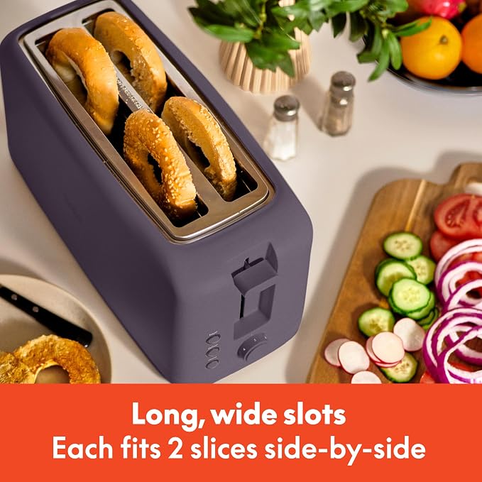 bella 4 Slice Slim Toaster, Fits-anywhere™ Kitchenware, 6 Setting Shade Control with Reheat & Cancel Buttons, Fits Sourdough, 10” Long Slot, Anti Jam & Auto Shutoff, 900 Watt, Plum - Image 5