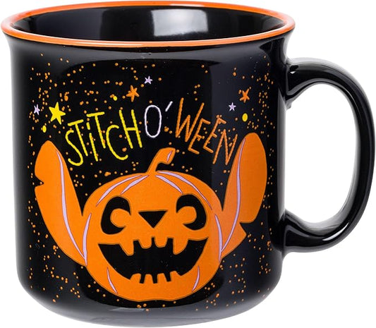 Silver Buffalo Disney Lilo and Stitch Halloween, Ceramic Camper Mug, 20oz | Jack O' Lantern, Ween, 0.59 Liters by SilverBuffalo