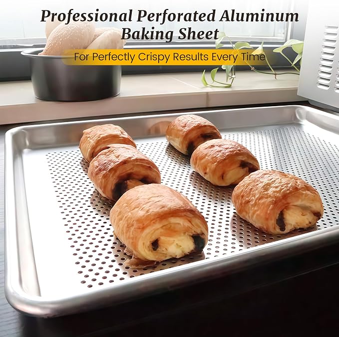 6 Pack Half Size Perforated Aluminum Baking Sheet, 18 x 13 in | NSF, Aluminum Commercial Cookie Sheets, Non-Stick, Oven Safe Up to 500℉ - Image 8
