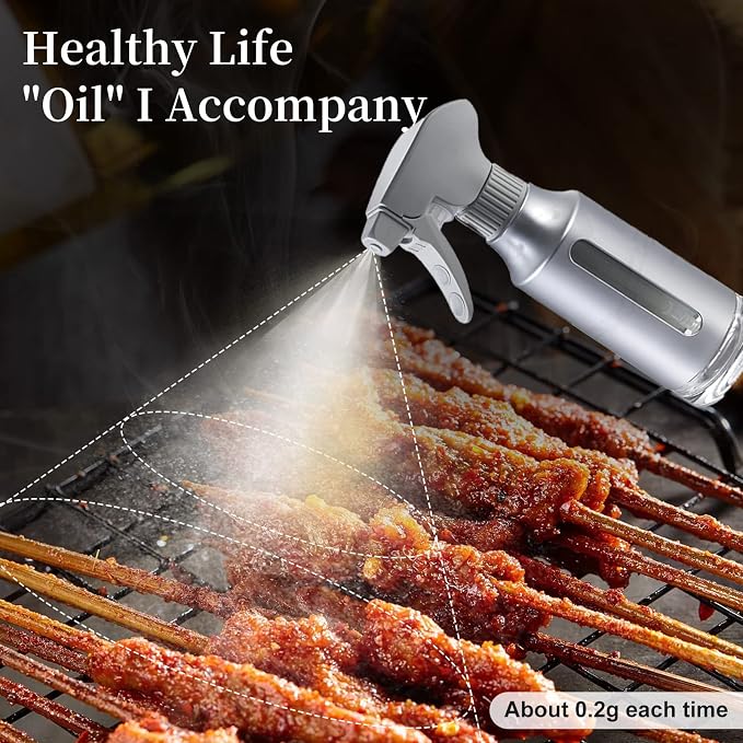 Oil Sprayer for Cooking,ABS Plastic Olive Oil Mister for Air Fryer Frosted Gray Nozzel Oil Dispenser Bottles Fat Reduction Glass Oil Control Spray Pot 6.35oz/180ml Capacity - Image 5