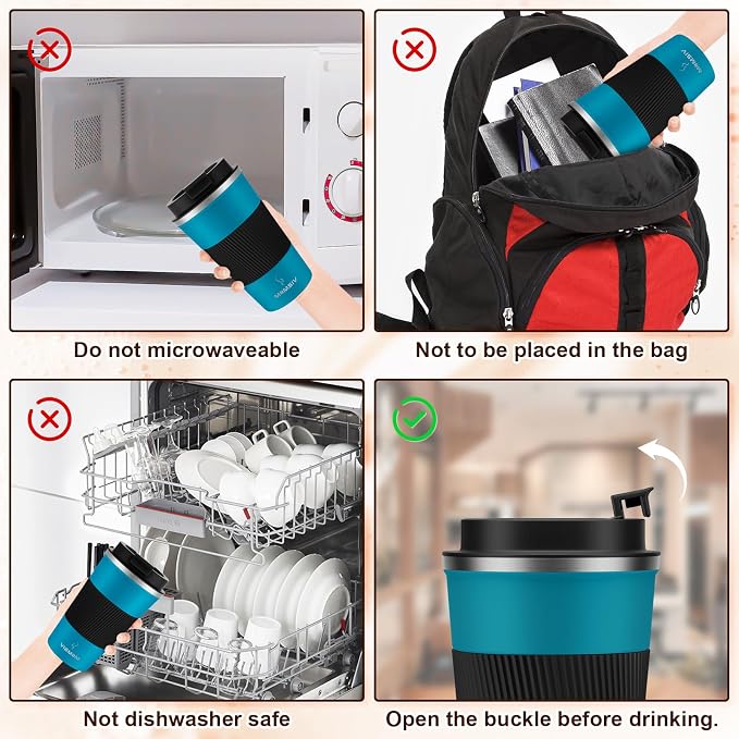 MOMSIV 12oz Travel Mug, Insulated Coffee Cup with Leakproof Lid, Vacuum Stainless Steel Double Walled Reusable Tumbler for Hot and Cold Water Coffee and Tea In Travel and Car | 6-Hour Heat Retention, 360°Leak proof, Vacuum Stainless Steel Double Walled... - Image 6