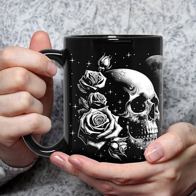 Skull Mug 15oz Goth Gift for Women - Christmas Mugs Witch Gifts for Women Skull Gifts for Men Unique - Gothic Coffee Mug - Witch, Goth Decor Christmas Cup With Skulls Cup Gothic Gift for Men, Dad, Mom - Image 3