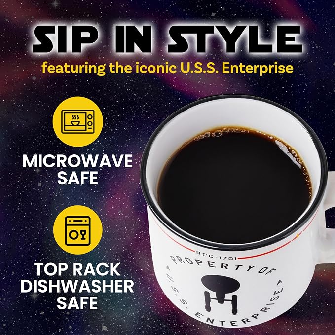 Silver Buffalo Star Trek Enterprise Property, Ceramic Camper Mug, 20oz | NCC-1701, The USS, 0.59 Liters - Image 3