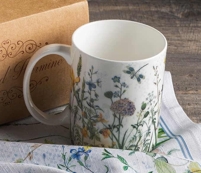Maison d' Hermine Coffee Mug with Handles Tea Cups (15 Ounce, Pack of 2) | Fine Bone China Coffee Mugs for Hot Beverages Cappuccino Latte Home Restaurant Hotel Spring Summer -Fleurs De Mai - Image 6