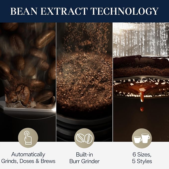 De'Longhi TrueBrew Drip Coffee Maker, Grinder, 8 to 24 oz, Built-In Grinder | #1 Worldwide Espresso Machine Maker, Built-in Grinder, 5 Brew Styles, 6 Brew Sizes, One-Touch Simplicity - Image 3