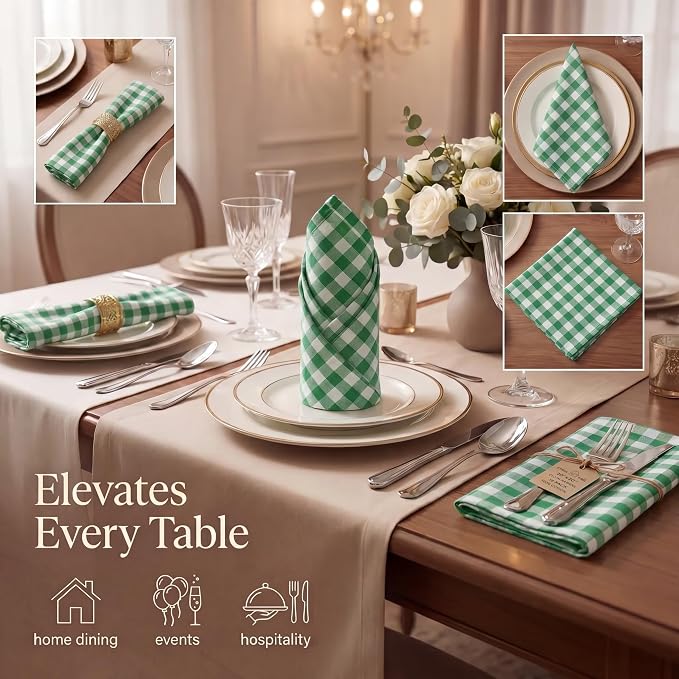 Urban Villa Cloth Napkins Cotton 20x20 (Set of 12) Hunter White - Image 2
