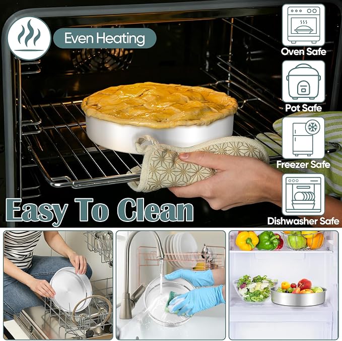 TeamFar 9 Inch Cake Pan, Stainless Steel Round Layer Cake Baking Pan | Baking Tin for Birthday Wedding, Non-Toxic & Heavy-Duty, Mirror Finish & Leak Proof, Oven & Dishwasher Safe - Image 7