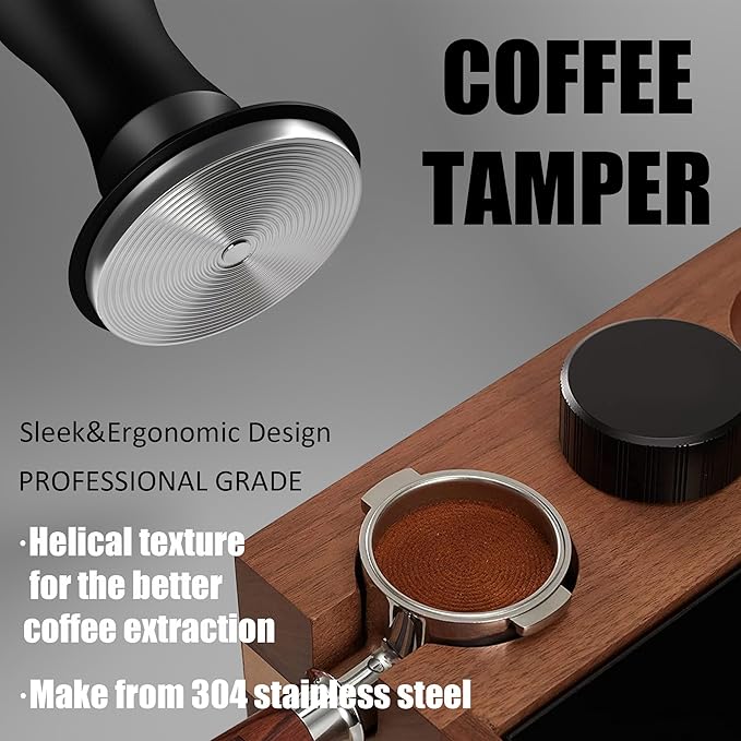 KYONANO 58.5mm Espresso Tamper, 30lb Spring-Loaded Calibrated Coffee Tamper, 304 Stainless Steel, Anodized Aluminum Handle Barista Tamper Suit for Over 58mm Rancilio, Gaggia Portafilter