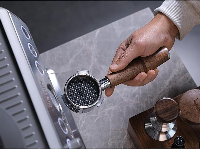 Espresso Tamper Kit 54mm for Breville Machines with Walnut Bottomless Portafilter, Distribution Tool, Leather Tamping Mat Organizer & Coffee Machine Scale