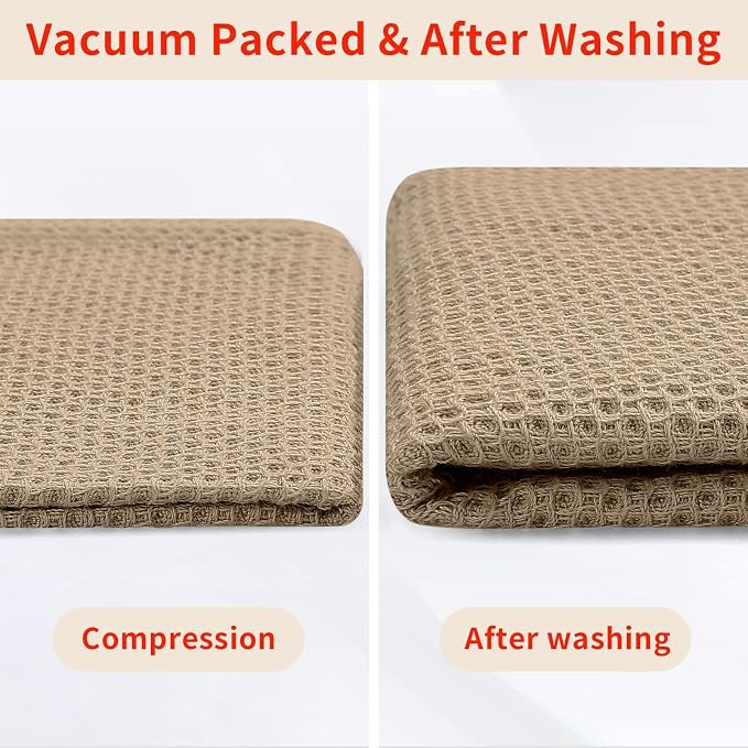 Homaxy 100% Cotton Oversized Waffle Weave Kitchen Towels 8-Pack, Tan | 20 x 28 Inches, Ultra Soft Absorbent Dish Towels, Quick Drying Large Cleaning Towels - Image 8