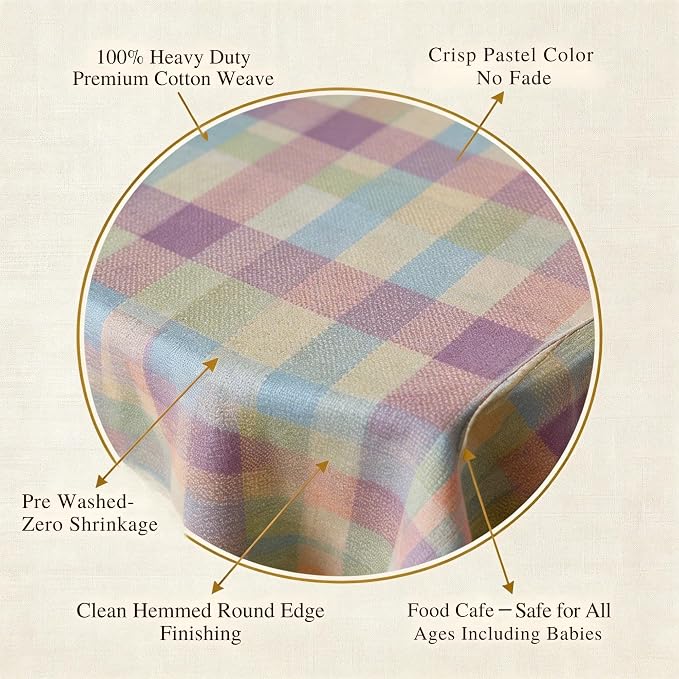 Urban Villa Tablecloth Cotton Tabletop 70 RD (4 Seats) Easter Checks - Image 5