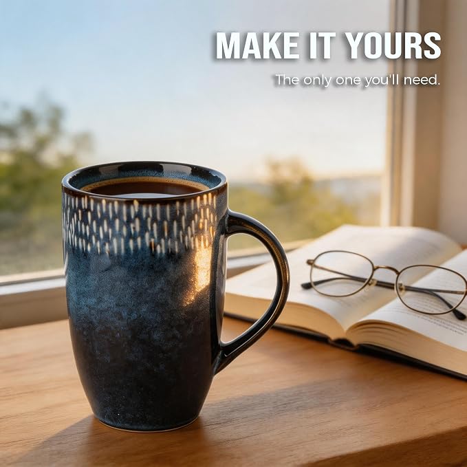 22oz Oversized Heavyweight Ceramic Coffee Mug, Large (Blue) | 22oz Extra Large, Oversized Heavyweight Ceramic, Reactive Glaze, Microwave & Dishwasher Safe, Prop 65 Compliant, Gift Box - Image 7
