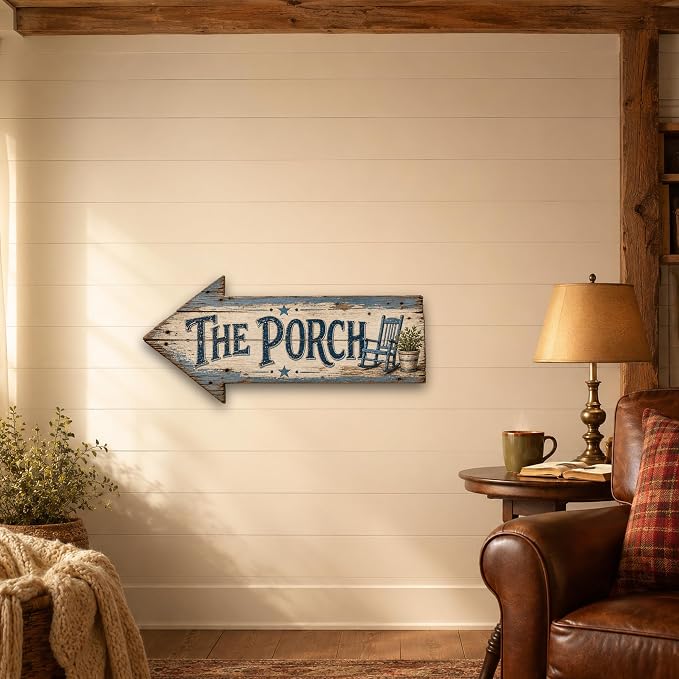 The Porch Left-Pointing Arrow Sign — Die-Cut Metal Directional Wall Decor | barnwood look, rustic, durable print, ready to hang - Image 5