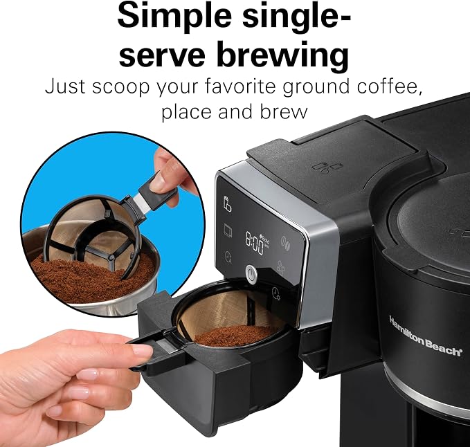 Hamilton Beach 2-Way Drip Coffee Maker & Single Serve Coffee Machine | Hot & Iced Coffee Maker| 12 Cup Glass Carafe| AquaFlow Showerhead | Auto Pause & Pour | Black |47500J - Image 6