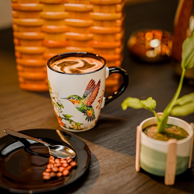 Color Changing Hummingbird Coffee Mug 12oz – Heat Sensitive Ceramic Cup with Floral & Hummingbird Design, Garden Nature Theme Mug, Unique Christmas Holiday Birthday Gift for Bird Lovers, Men & Women - Image 4