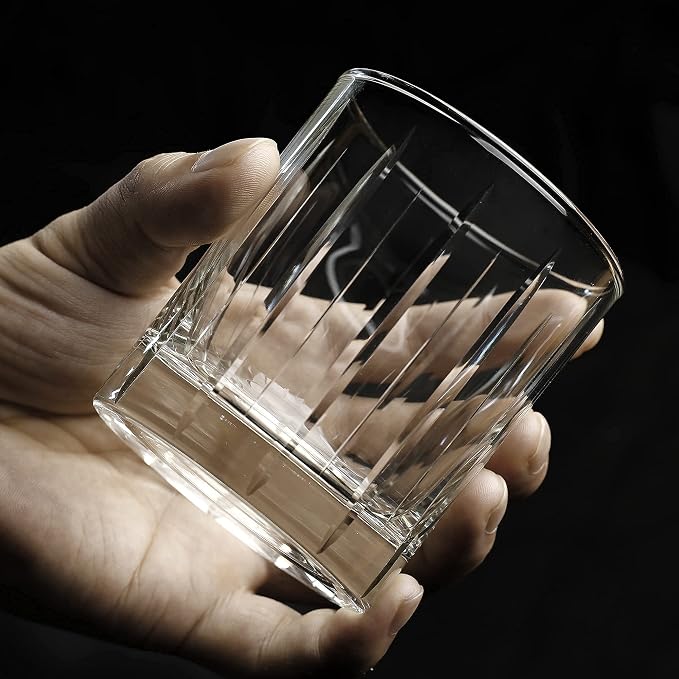 LUXU Crystal Whiskey Glasses 11 Ounce Scotch Glasses,Old Fashioned Cocktail Glasses,Clear Bourbon Glasses with Heavy Base for Bar,Party,Rum,Cognac/2 Rock Glasses in Gift Box-Hand Cut - Image 7