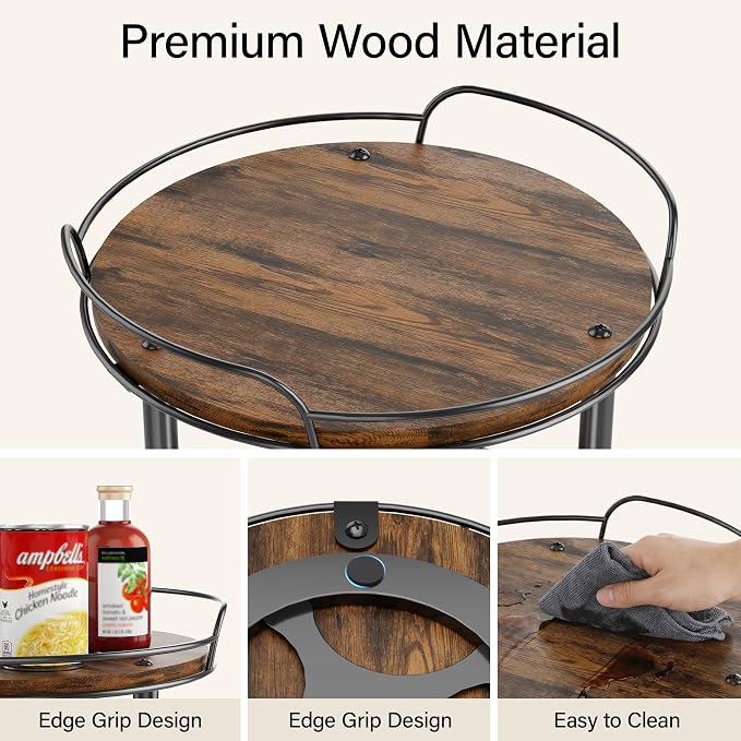 12'' Rotating Spice Rack, 2-Tier Lazy Susan Turntable Organizer | Wooden, for Cabinet, Table Top, Kitchen Countertop, Pantry, Bathroom, Vanity, Home Decor - Image 5
