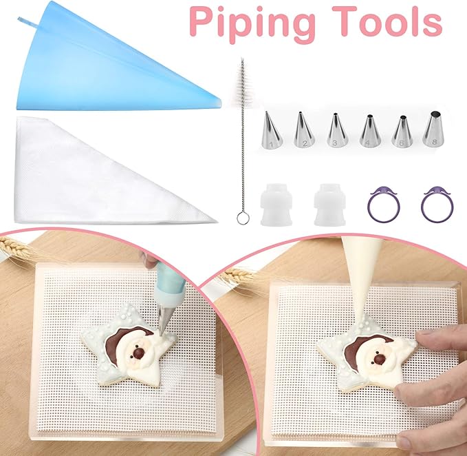 188pcs Cookie Decorating Supplies Kit(ALL-IN-ONE),with 12pcs holiday cookie cutter,Mixing Tools,Piping Tools,Decorating Tools and 100pcs Cookies Bags for Beginners and Decorator