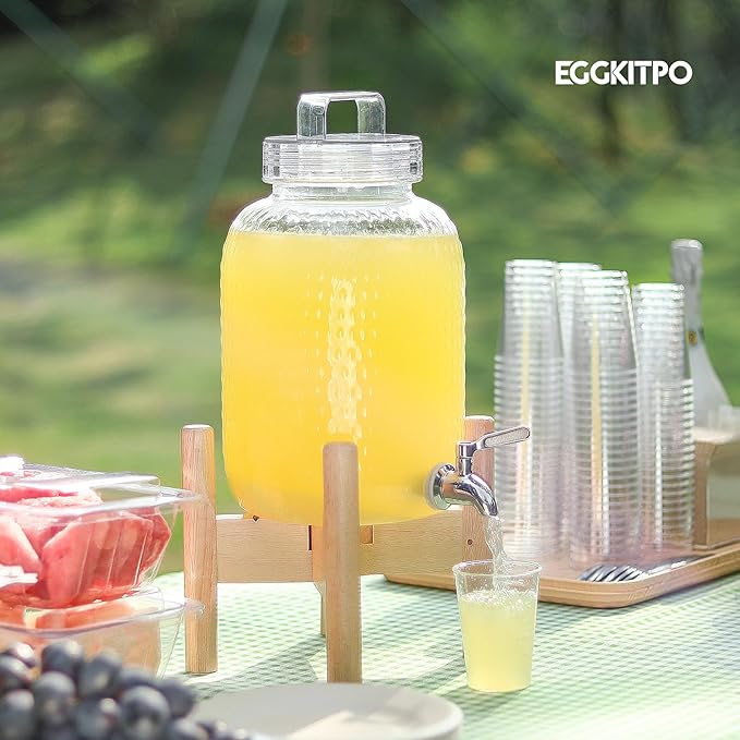 EGGKITPO 1.5 Gallon Polycarbonate Drink Dispensers for Parties 304 Stainless Steel Spigot Lemonade Dispenser with Stand Holloween Water Dispenser for Wedding Sun Tea Jar Laundry Detergent BPF FREE