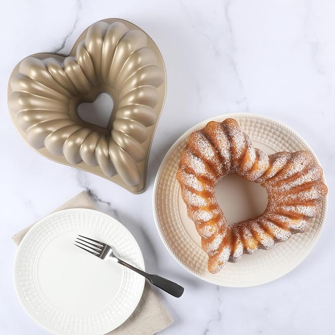 Martha Stewart Dunelle 10.75" Heart‑Shaped Cake Mold — Cast Aluminum Nonstick Fluted Cake Pan — Easy Release, Oven‑Safe to 450°F - Image 5