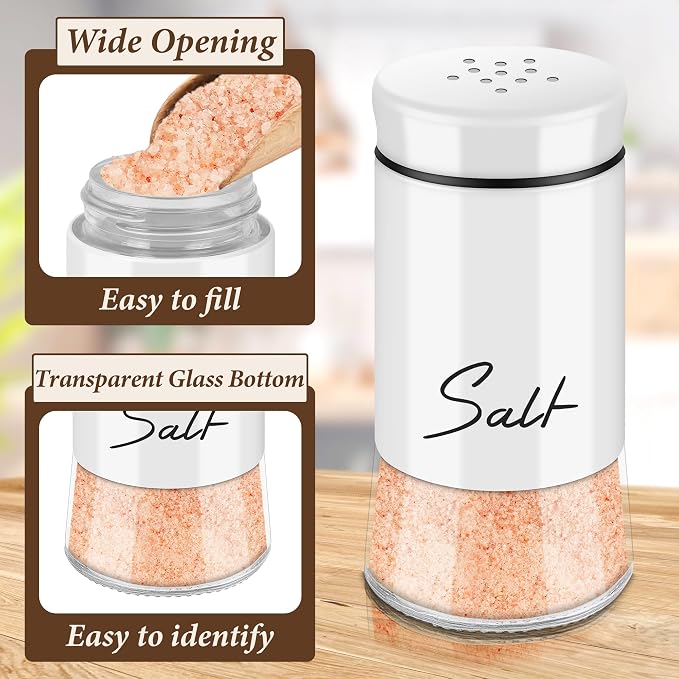 Salt and Pepper Shakers Set, Black and White | Refillable Design, Kitchen Decor and Accessories, For Countertop, Housewarming Christmas Gift - Image 5