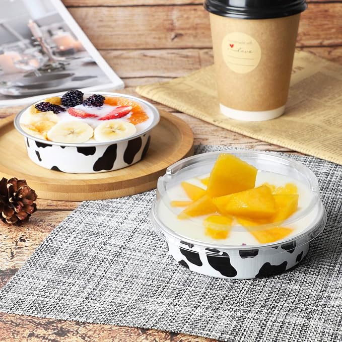 Beasea 4 Inch Pie Tins with Lids, 50 Pack 8 Oz Mini Tart Pan Disposable Pie Tins, Black White Aluminum Foil Flat Baking Cups Round Muffin Container for Mini Cheesecake Tart Quiche - Image 3
