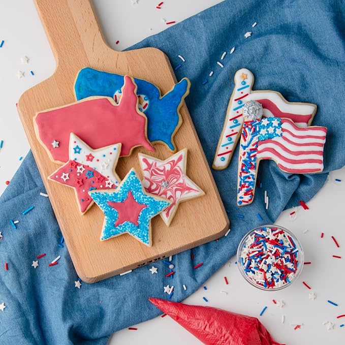 Cookie Cutter Kingdom, Patrioitic Cookie Cutters, 3 pack, Star, Flag, USA, 4th of July Cookie Cutters Shape, Memorial Day, Mold for Cakes Biscuits and Sandwiches (Patriotic 3 Pack)