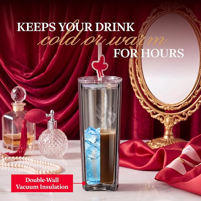 Dragon Glassware x Marilyn Monroe 100th Celebration Tumbler, 24 oz - MM100 | Vacuum Insulated Stainless Steel Tumbler with Straw & Lid; Double Walled Tumbler with Straw Charm; Marilyn Monroe Cup - Image 5