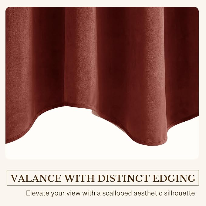 Rust Classic Velvet Valance 52x18 Inch 1 Panel | Earth Tone Wavy Kitchen Curtains, Vintage Window Treatment for Living Room, Bathroom, Small Windows, Christmas Decor - Image 5