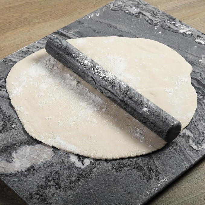 African Natural Marble French Rolling Pin, 12inch Non-Stick Rolling Pin for Baking, Dough Roller for Pasta, Dumpling, Fondant, Pie, Bread, Pizza, Kitchen Baking Tools(Monte Grigio) - Image 6