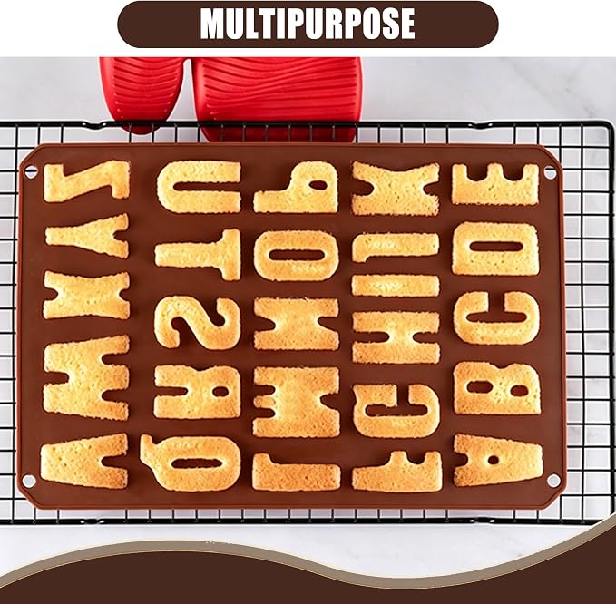 Letter Alphabet Silicone Molds BPA Free Food Grade Non-Stick Easy Release Reusable Baking Molds for Chocolate Cake Ice Tray DIY Cake Decorating Kitchen Baking Tools - Image 2