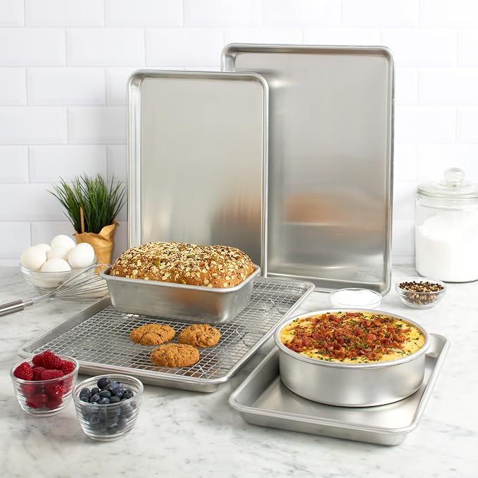 Chicago Metallic 8 Inch Round Cake Pan, Heavy-Gauge Recycled Aluminum Baking Pan with Wire-Reinforced Rim for Even Baking, Layer Cakes, Cheesecakes, Casseroles and Quiches - Image 6