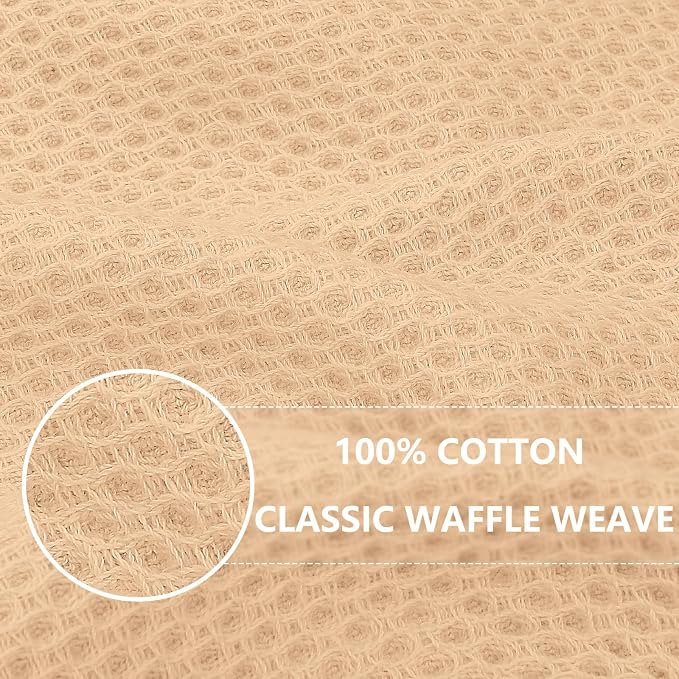 Homaxy 100% Cotton Waffle Weave Kitchen Dish Cloths 6-Pack, Apricot | 12 x 12 Inches, Ultra Soft Absorbent Dish Towels, Quick Drying Dish Rags with Hanging Loop - Image 2