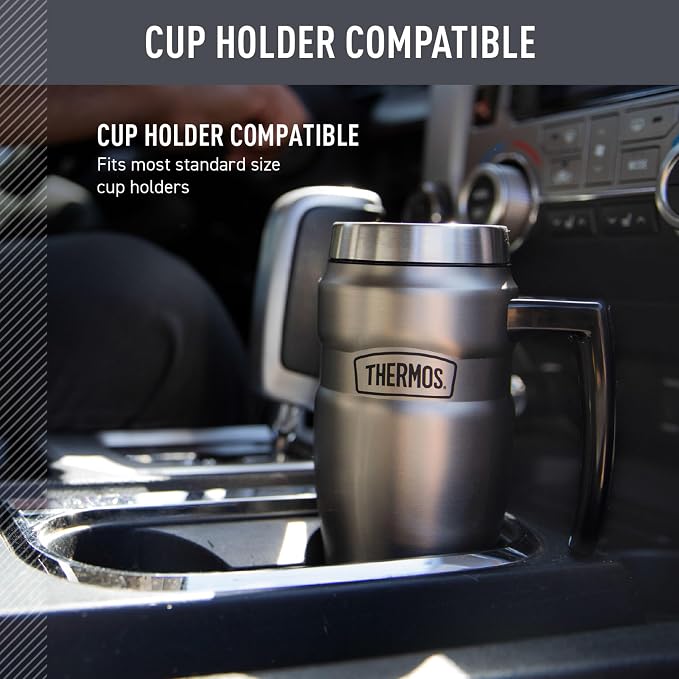 THERMOS Stainless King Vacuum-Insulated Travel Mug with Handle - 16oz, Matte Teal Tumbler for Hot & Cold Drinks - Leak & Sweat-Proof Stainless Steel Coffee Mug with Lid for Commuting - Image 3