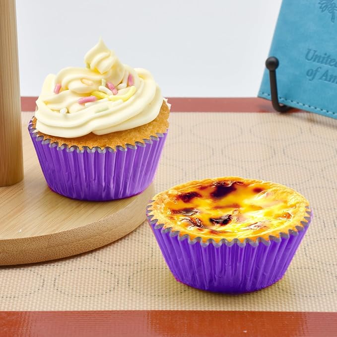 200 Pcs Purple Foil Cupcake Liners Standard Baking Cups Muffin Paper Cases | Food-grade, Greaseproof & Sturdy Parchment, Cupcake Wrapper for Party, Christmas, Gift - Image 3
