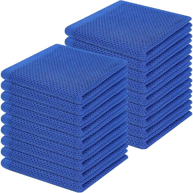 Homaxy 100% Cotton Waffle Weave Kitchen Dish Cloths 18-Pack, Blueberry | 12 x 12 Inches, Ultra Soft Absorbent Dish Towels, Quick Drying Dish Rags with Hanging Loop by Homaxy