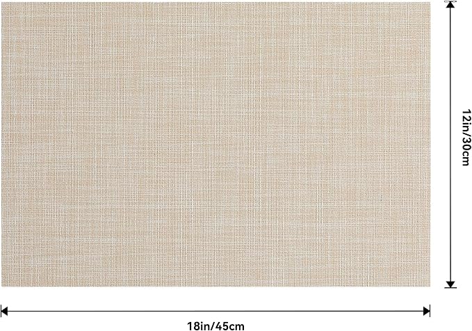 Leetaltree Beige Placemats Set of 4 - Heat-Resistant, Non-Slip Table Mats, Washable Woven Vinyl for Indoor & Outdoor Dining - Image 9